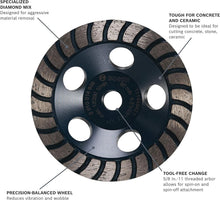Load image into Gallery viewer, BOSCH DC530H 5 In. Turbo Row Diamond Cup Wheel 5/8" Arbor