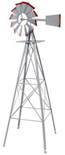 Load image into Gallery viewer, WorldWide Sales Online 8ft Decorative Windmill Silver with Red Accents, Lawn Decor