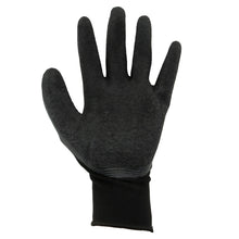 Load image into Gallery viewer, (144 Pairs) Tool Essentials Medium Black Latex Coated Palm Knitted Work Gloves