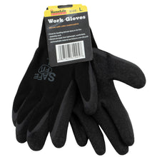 Load image into Gallery viewer, (144 Pairs) Tool Essentials Large Black Latex Coated Palm Knitted Work Gloves