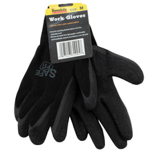 Load image into Gallery viewer, (144 Pairs) Tool Essentials Medium Black Latex Coated Palm Knitted Work Gloves