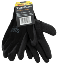 Load image into Gallery viewer, (144 Pairs) Tool Essentials X-Large Black Latex Coated Palm Knitted Work Gloves