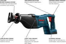 Load image into Gallery viewer, BOSCH Bare-Tool CRS180B 18-Volt Lithium-Ion Reciprocating Saw
