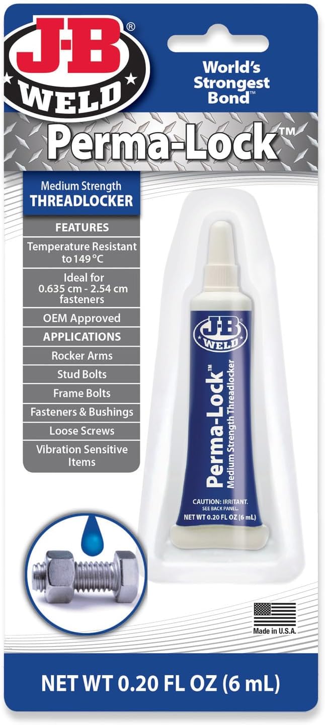 J-B Weld 24206 Perma-Lock Medium Strength Threadlocker - Blue - 6 ml