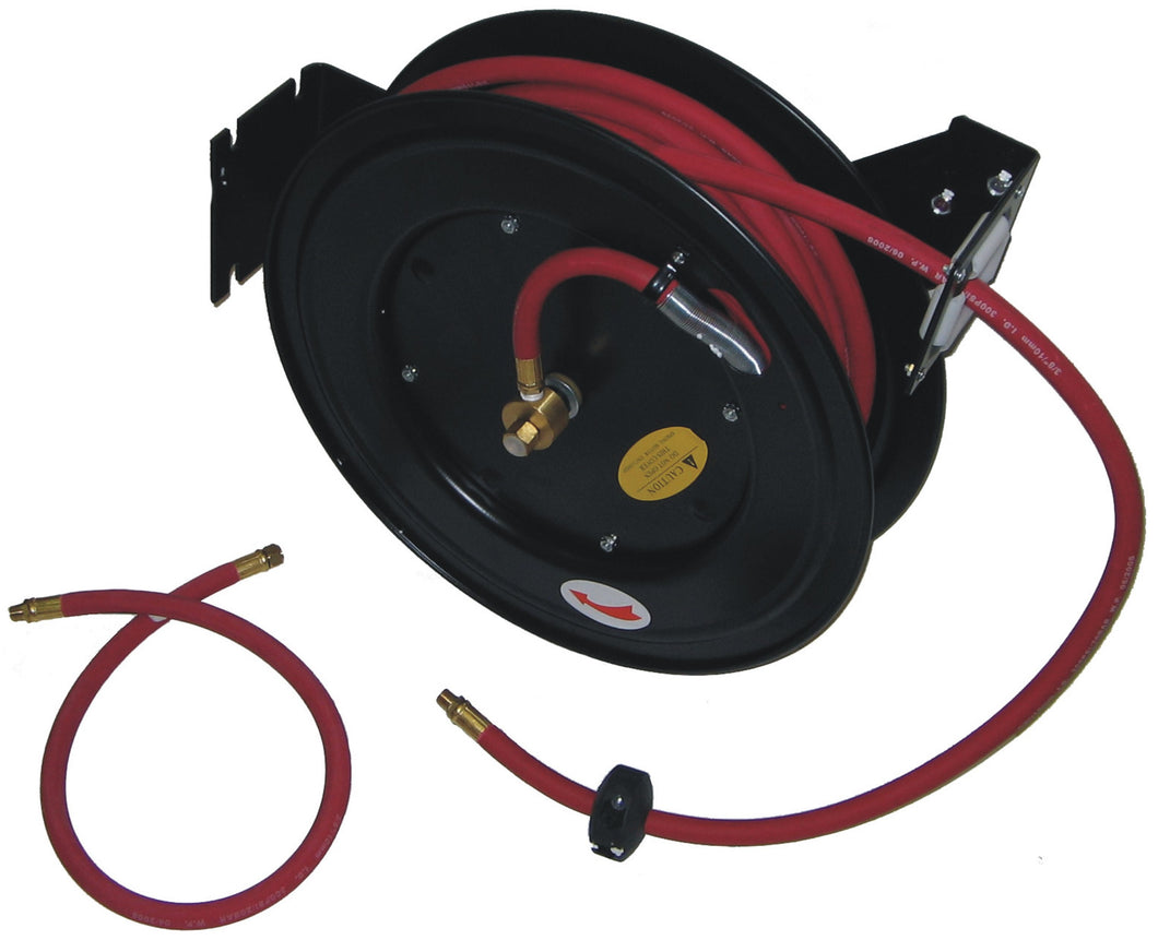 Valley Tools Retractable Air Hose Reel with 50' Rubber Air Hose & Leader Hose