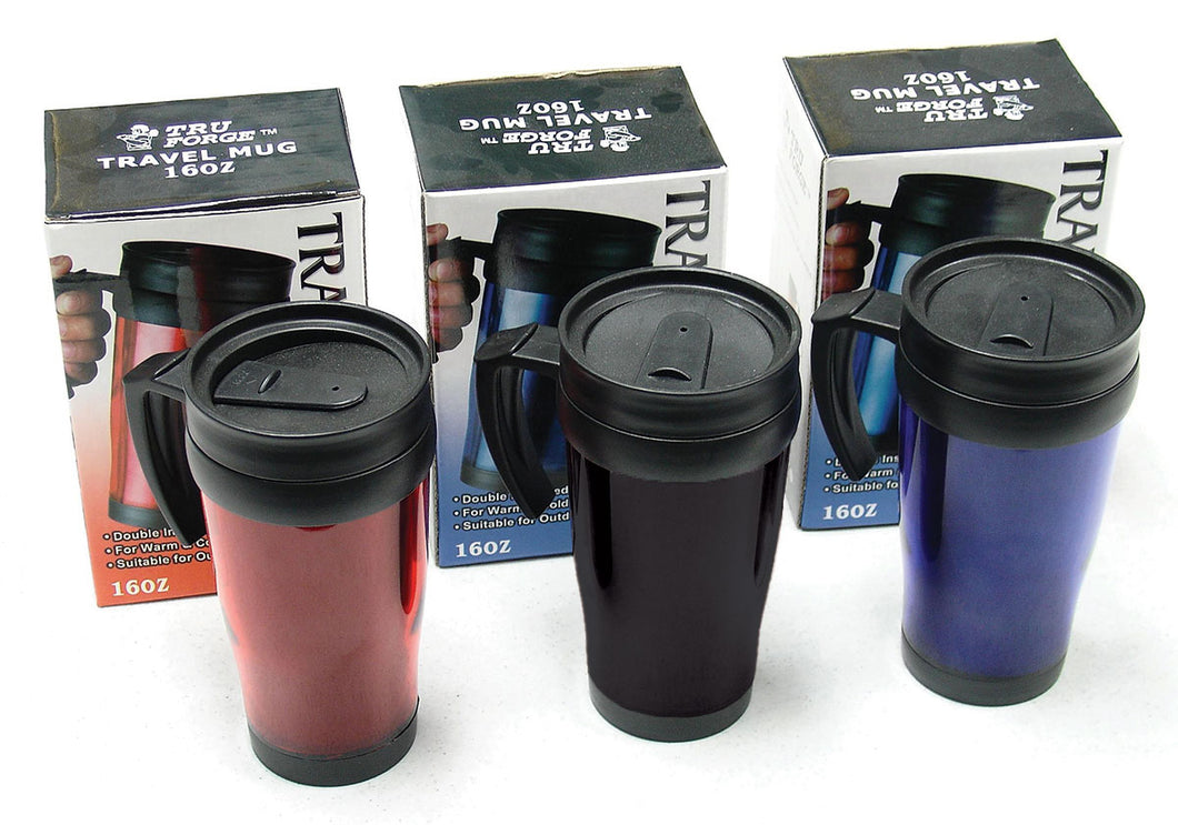 16oz Travel Mug with Handle and Spill Resistant Lid, Assorted Colors