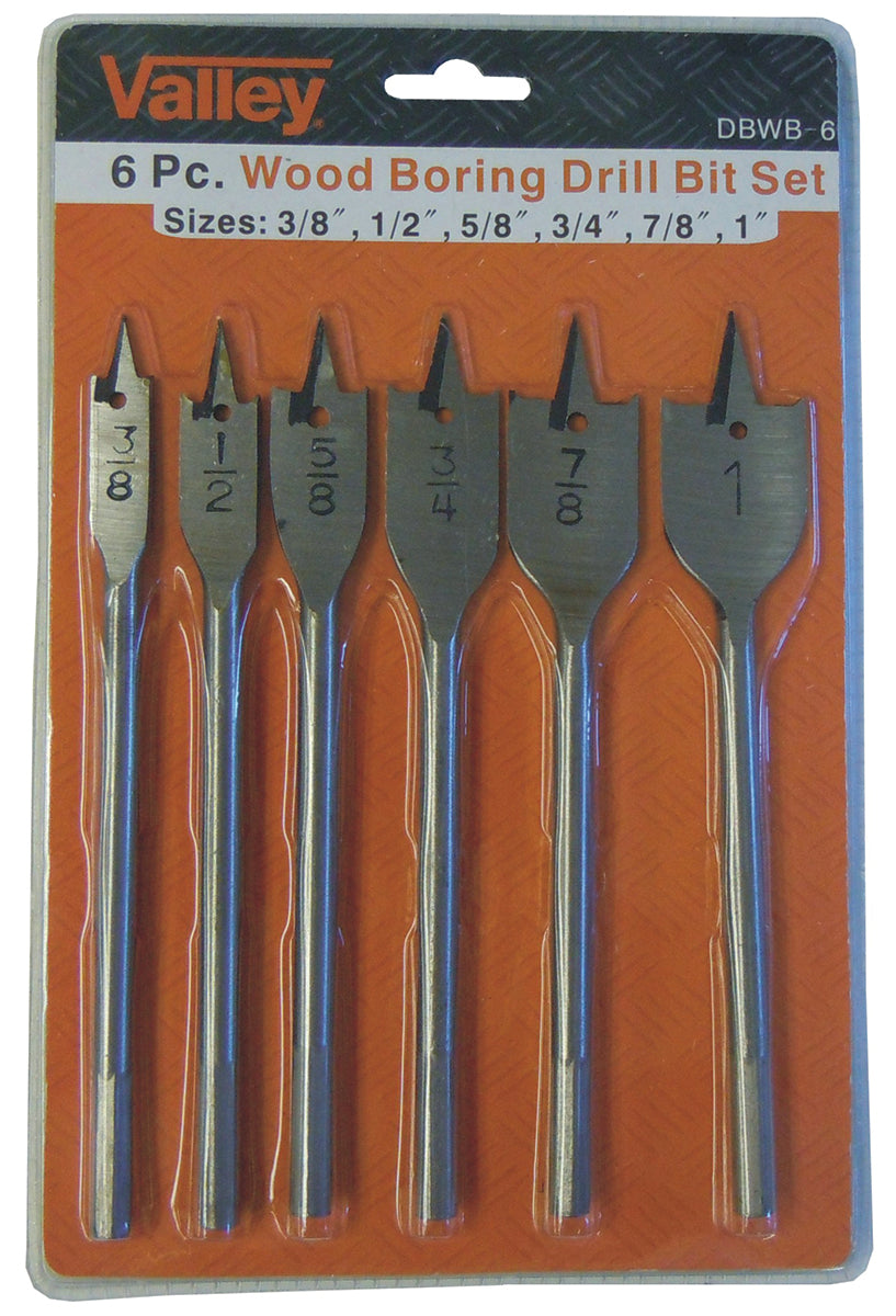 Valley 6PC Spade Bit Set for Wood 3/8
