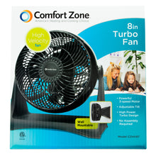 Load image into Gallery viewer, Comfort Zone 8&quot; HV Turbo Fan in Black
