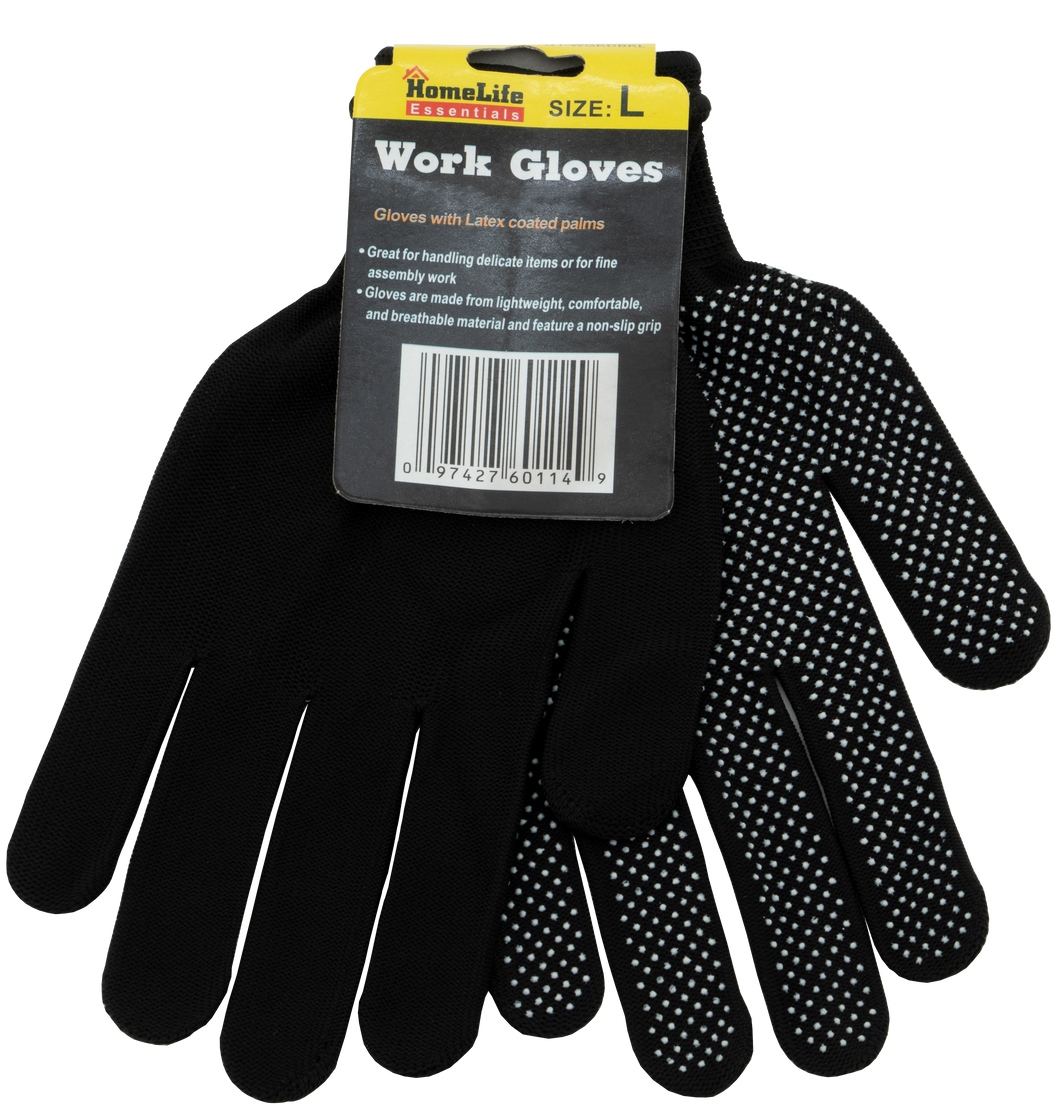 Black Knit Gloves with PVC Dots Large Assembly Delicate Items