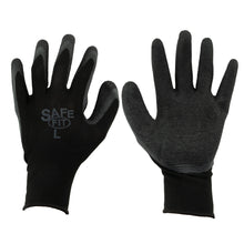 Load image into Gallery viewer, (144 Pairs) Tool Essentials Large Black Latex Coated Palm Knitted Work Gloves
