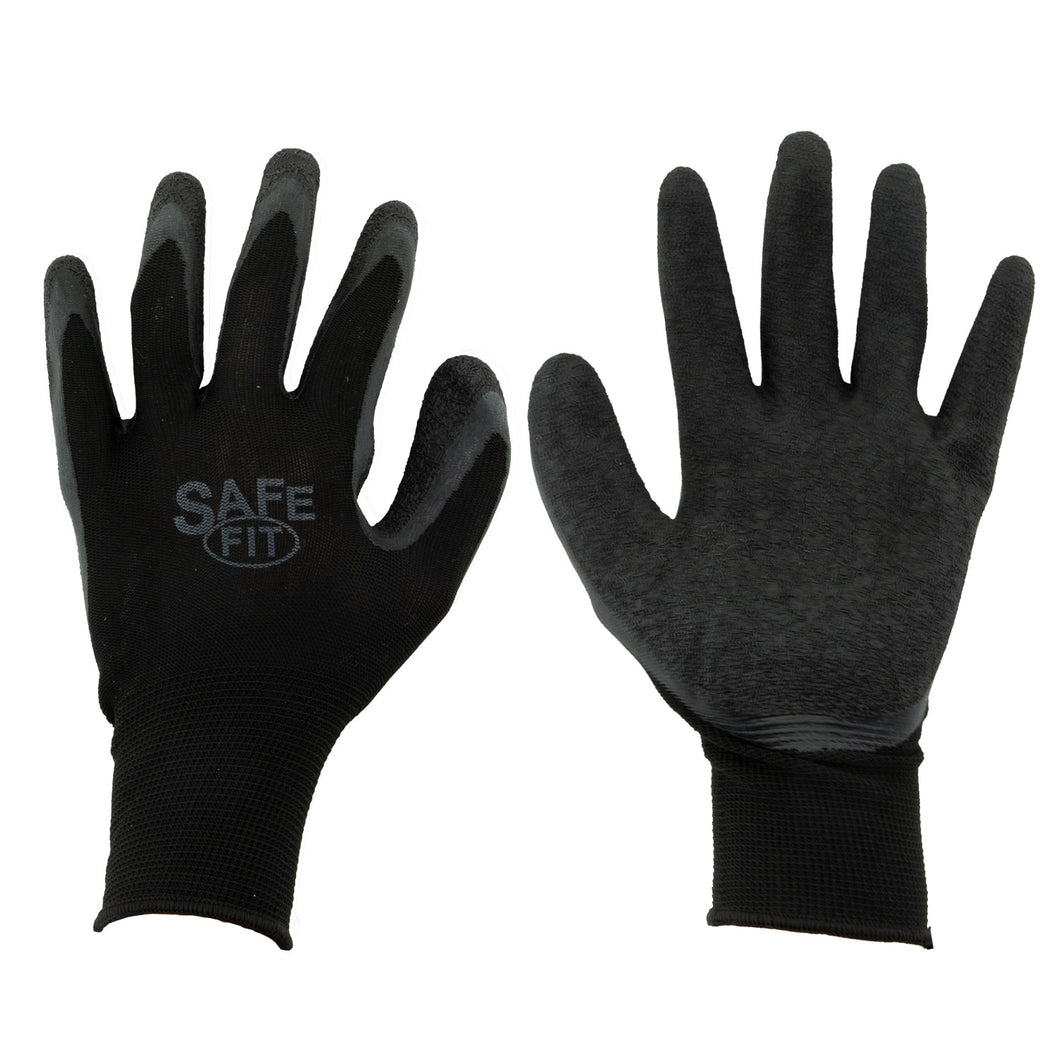 (3 Pairs) Tool Essentials Medium Black Latex Coated Palm Knitted Work Gloves