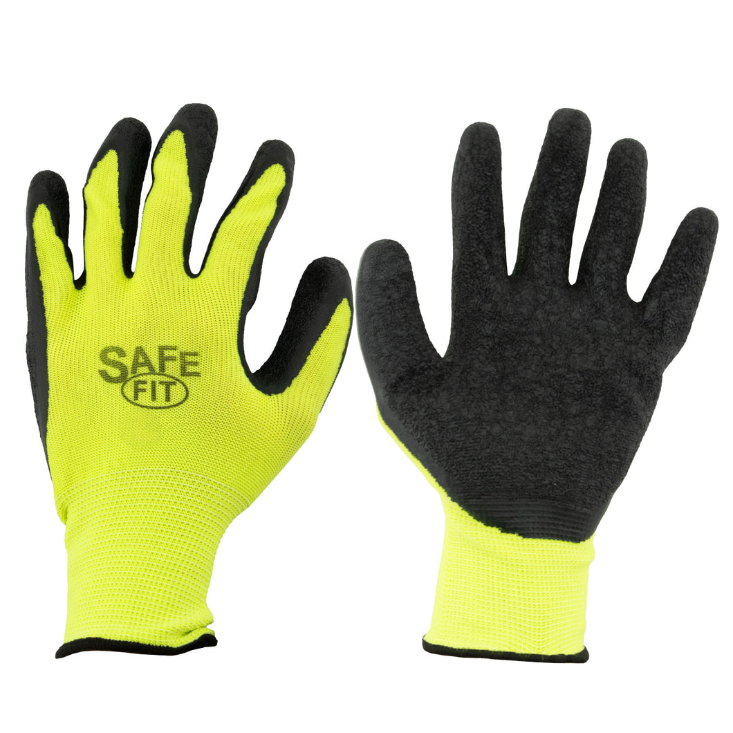 (3 Pairs) Tool Essentials X-Large Yellow Latex Coated Palm Knitted Work Gloves