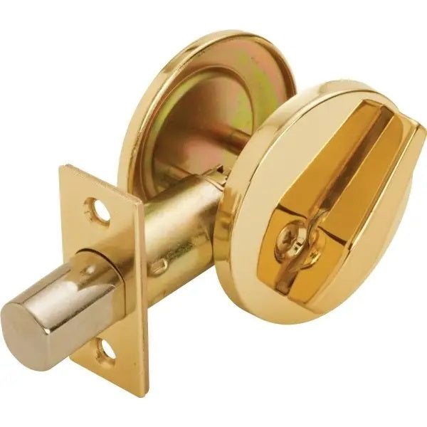 One Way Deadbolt, Polished Brass With Cover Plate NO KEYS