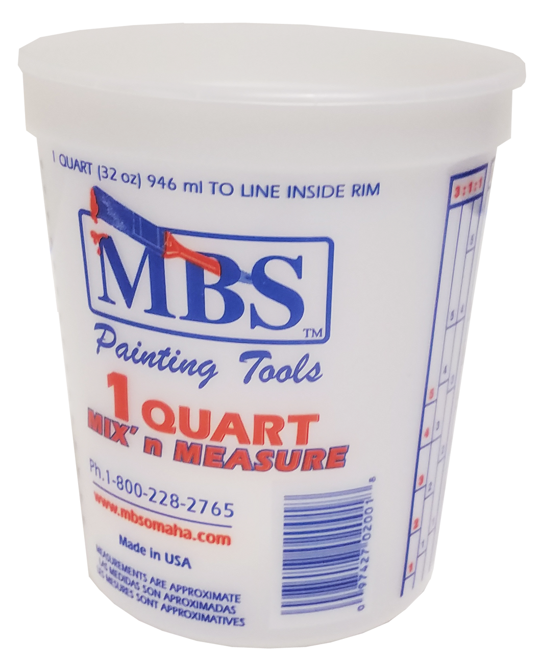Pack of 100 1 Quart Mix 'N Measure Bucket, Made in USA