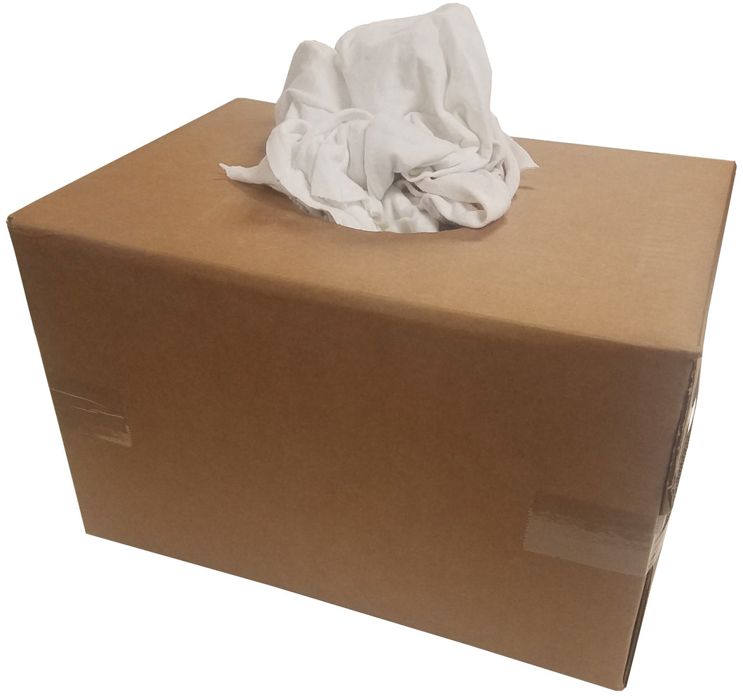 MBS 10lb Box of Premium White T-Shirt Material Rags