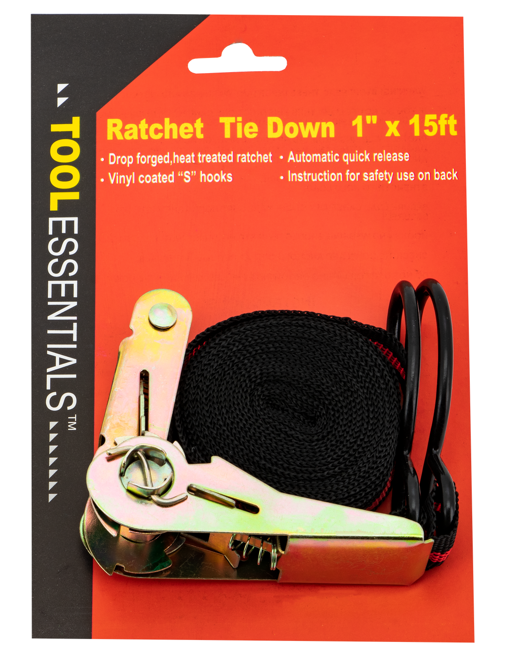 Tool Essentials 15ft x 1 Inch Ratcheting Tie Down Ratchet Strap