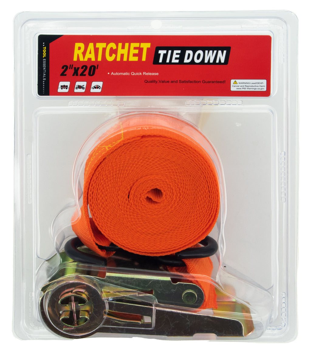 Tool Essentials 20ft x 2 Inch Ratcheting Tie Down Ratchet Strap