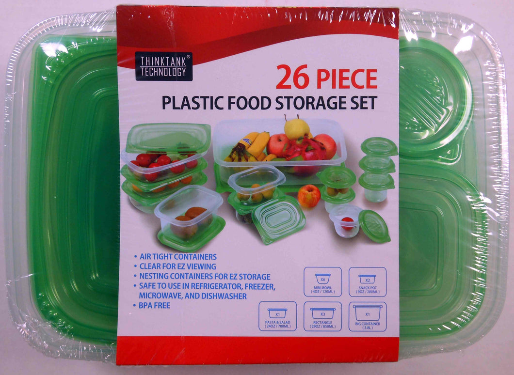 Think Tank 26 Piece Food Storage Container Set Assorted Sizes