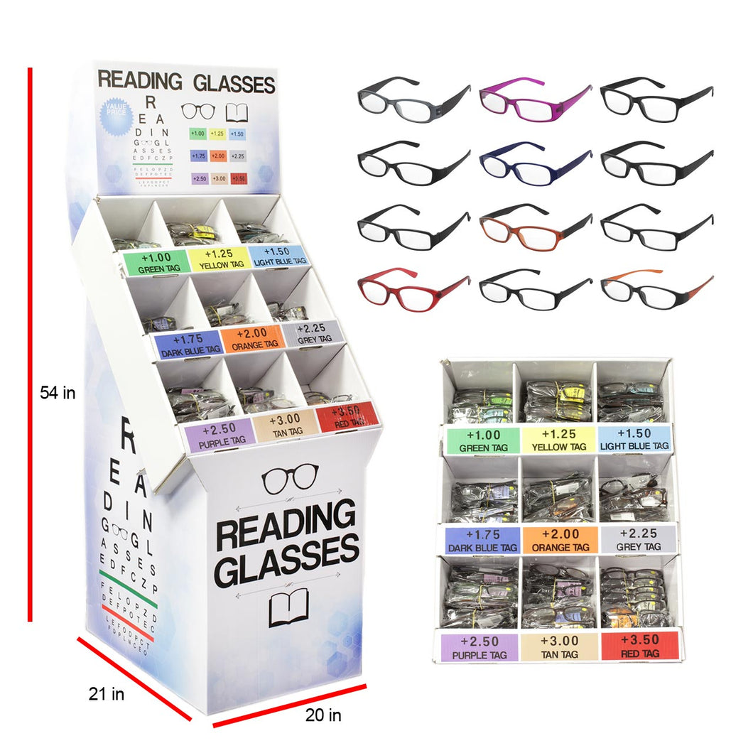 360PC Reading Glasses Floor Display, 9 Magnifying Powers 40 Pairs Each