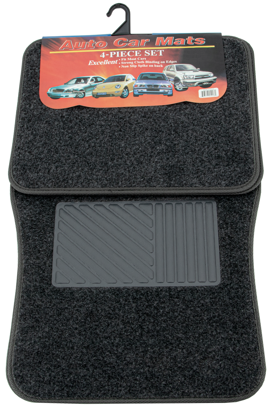 CAR MATS 4PC SET 2-FRONT, 2-BACK, CHARCOL