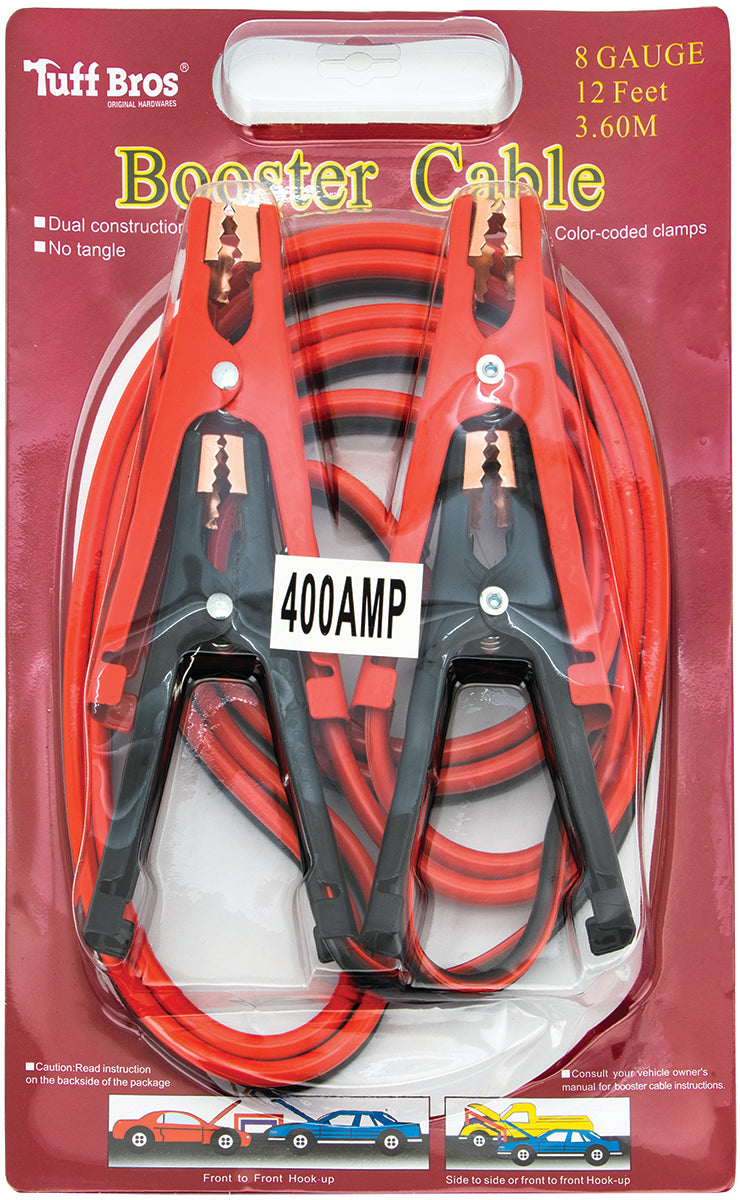 12' 8-Gauge Booster Cable, 400 Amp