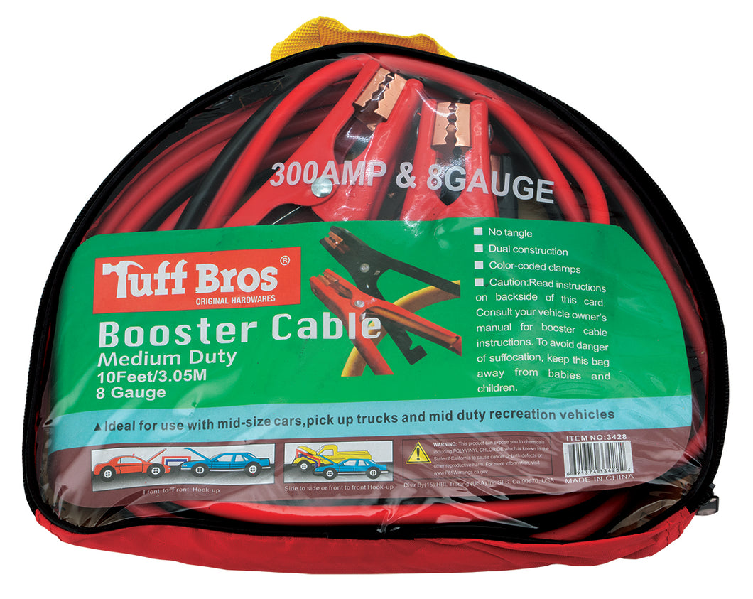 10' 8-Gauge Booster Cable, 300 Amps, with Zipper Bag