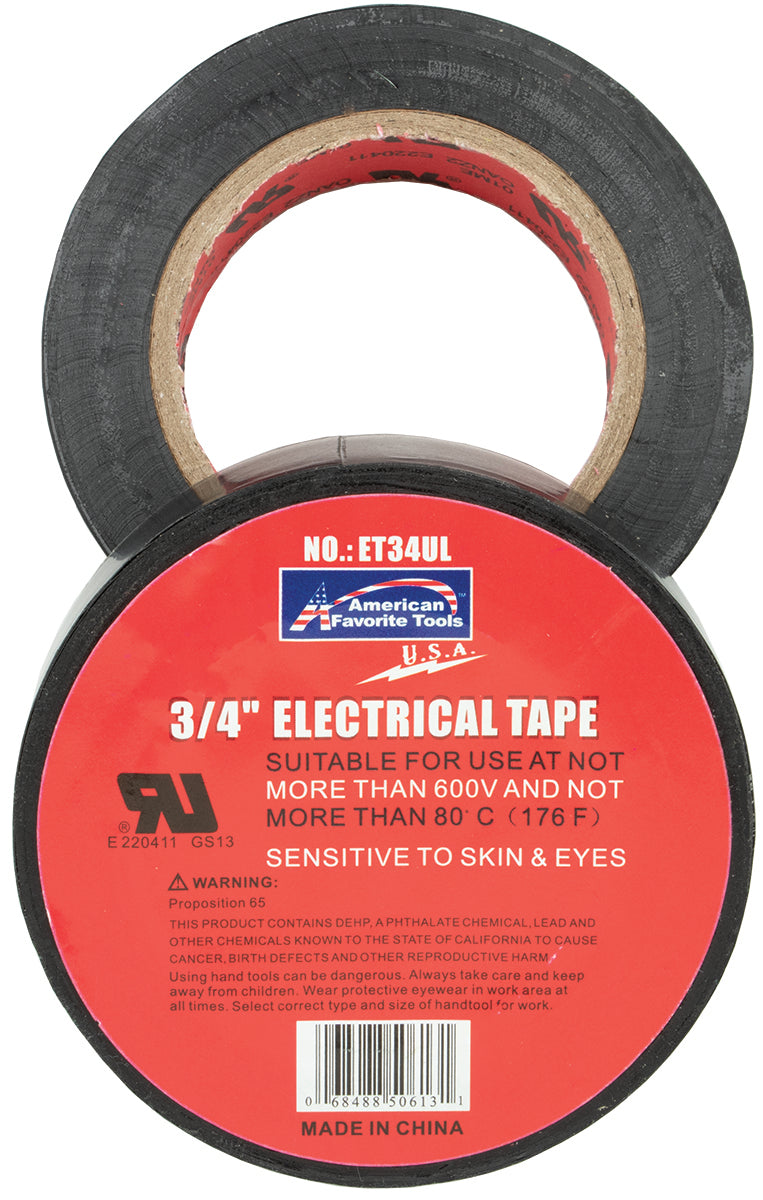 10 Rolls Electrical Tape Black 3/4