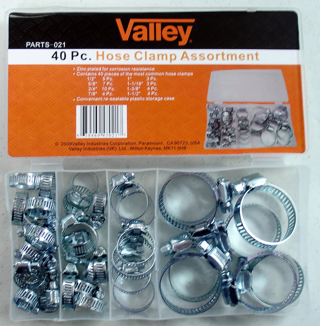 40pc Hose Clamp Assortment with Plastic Tray