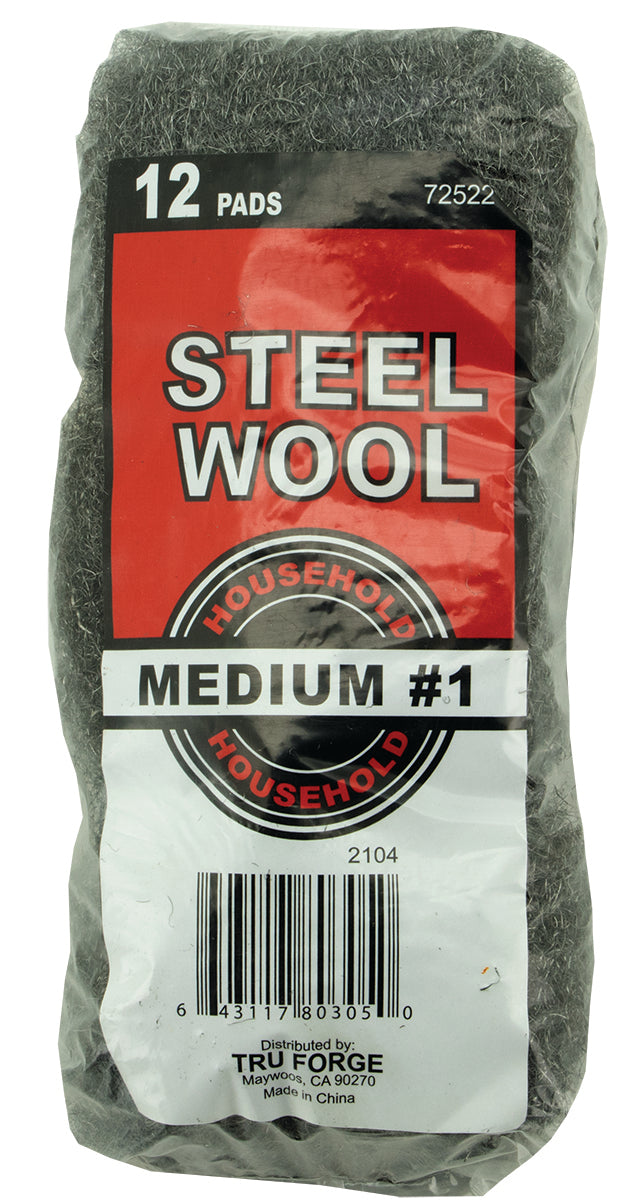 Steel Wool (12-Pack) #1 Medium Grit Large Pads