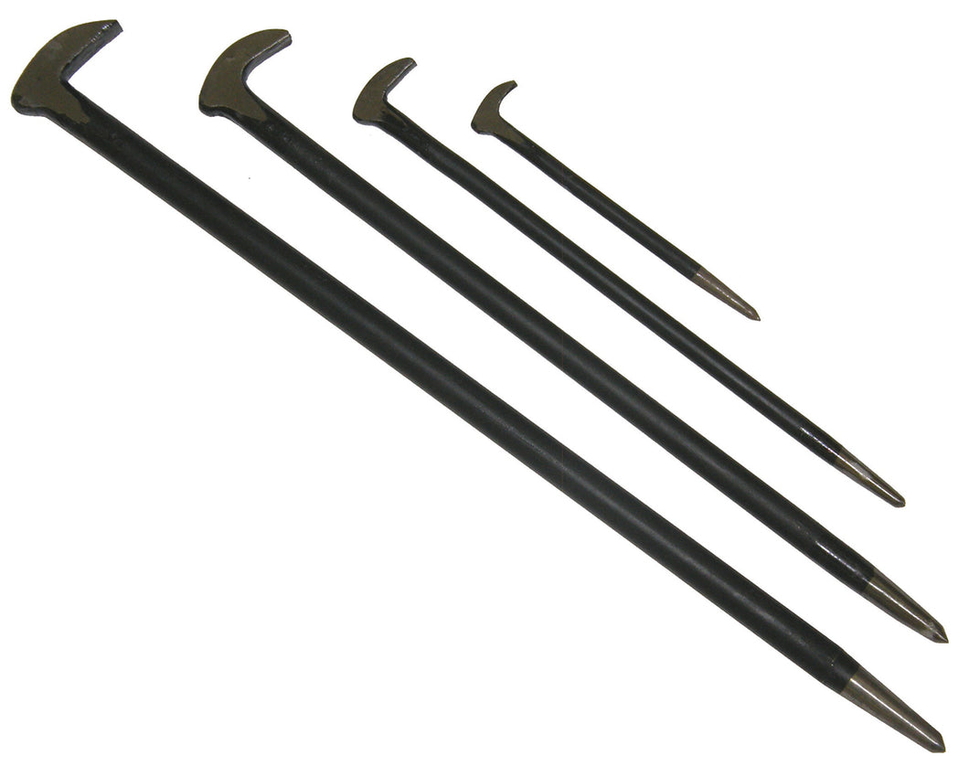 4pc Pry Bar Set, Heel Head & Pointed Head, All Steel