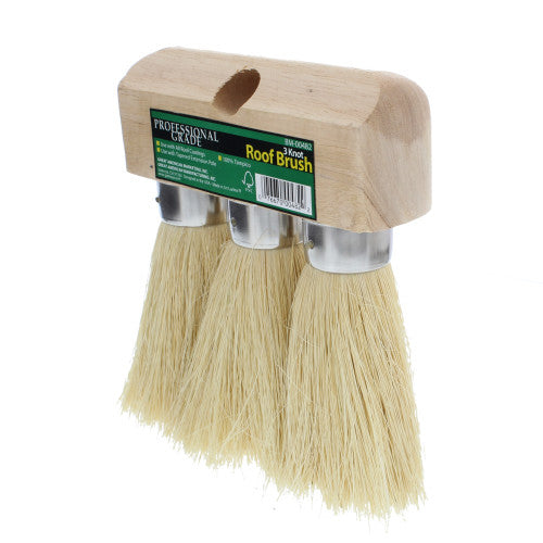 Roof Brush with 3 Knot Heavy Duty Natural Fibers & Wood Handle