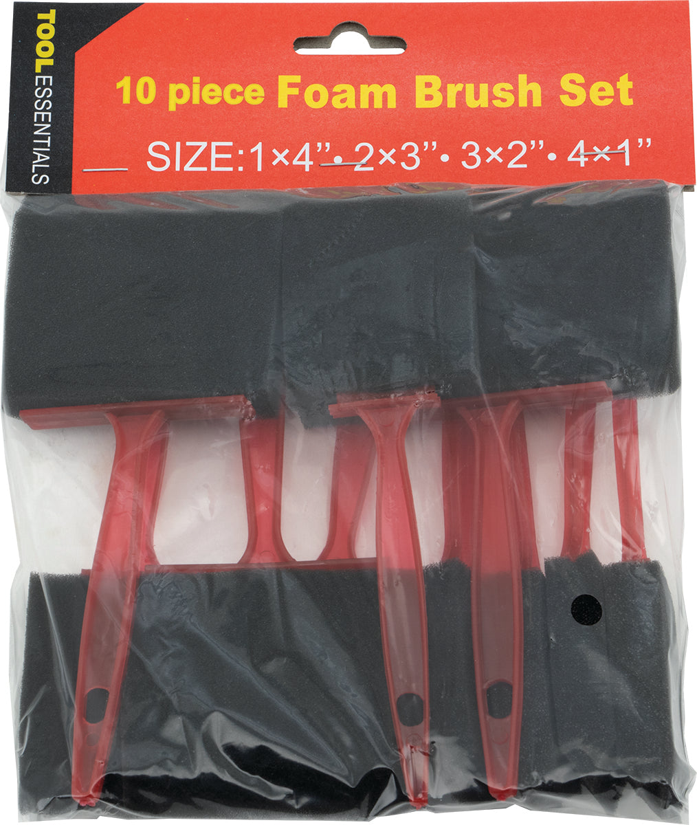 10pc Foam Brush Set Plastic Handles Paint Glue Epoxy Texturing