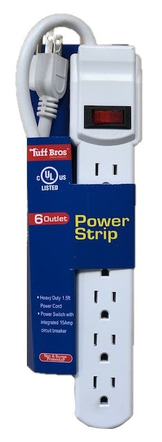 Power Strip 1.5' Cord with 6 Outlets UL Listed