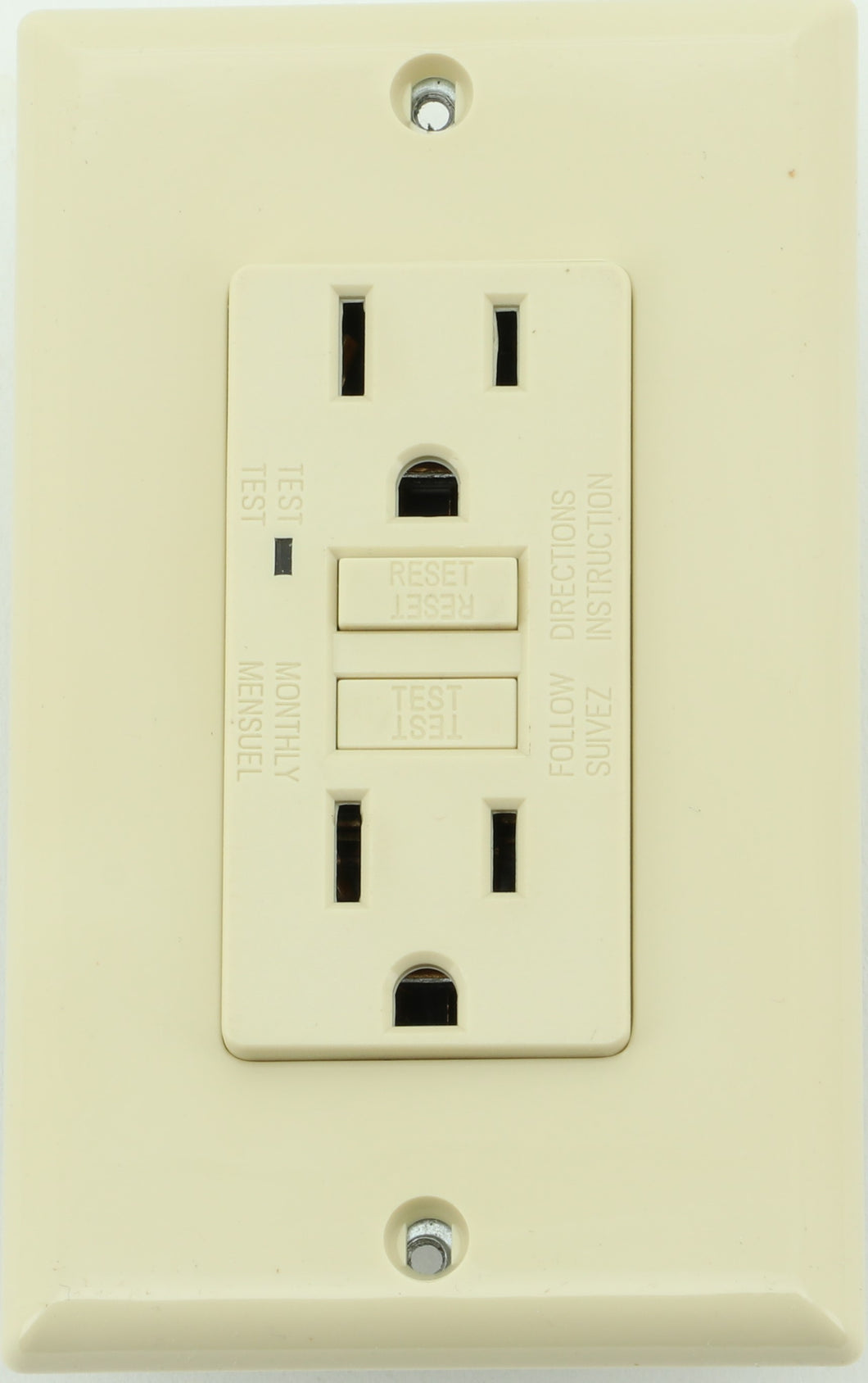 GFCI 15 AMP Outlet Ivory Finish Non-Tamper with Cover Plate