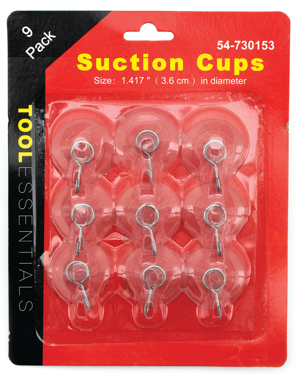 9pc Suction Cups with Metal Hooks