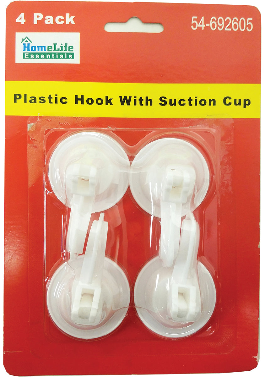 4pc Plastic Suction Cup Hook