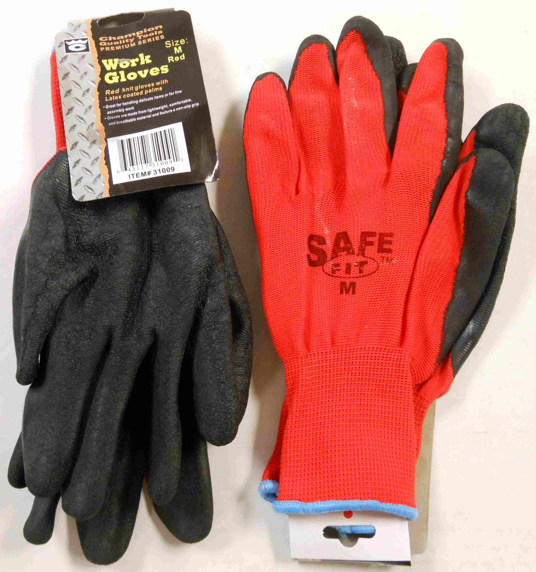 Latex Coated Work Gloves, Medium Orange/Red Assortment