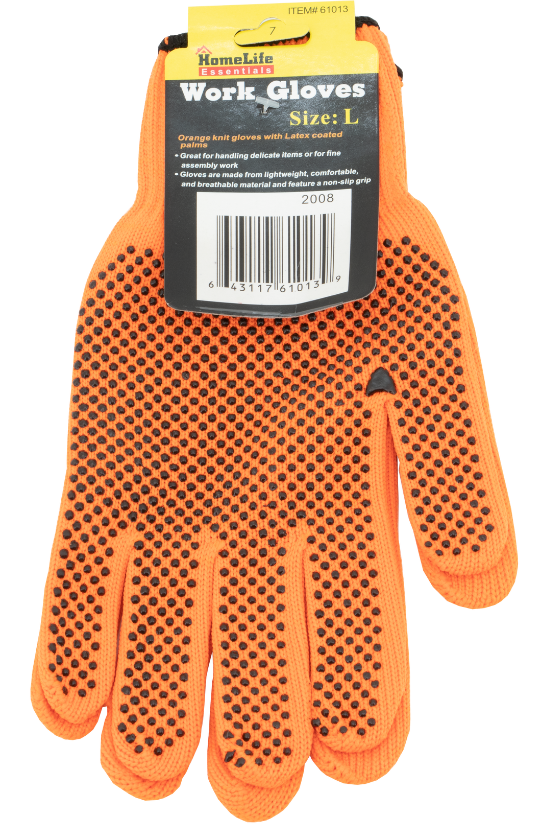 Orange Hi-Vis Knit Gloves with PVC Dot Large Assembly/Delicate Items