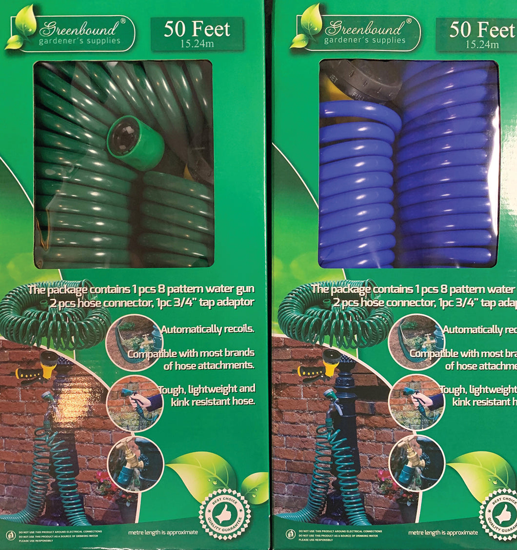 Greenbound Coiled Water Hose Kit 50' x 3/8