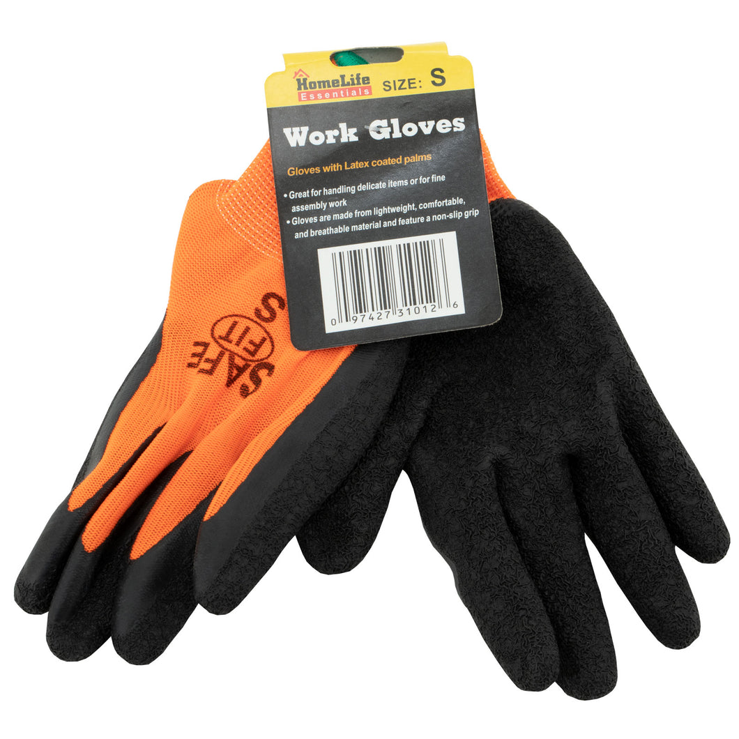Latex Coated Work Gloves, Small Red/Orange Assortment