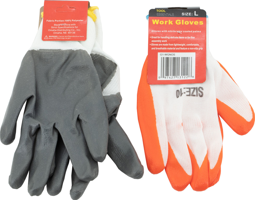 Orange & Gray Knit Gloves with Nitrile Coated Palms