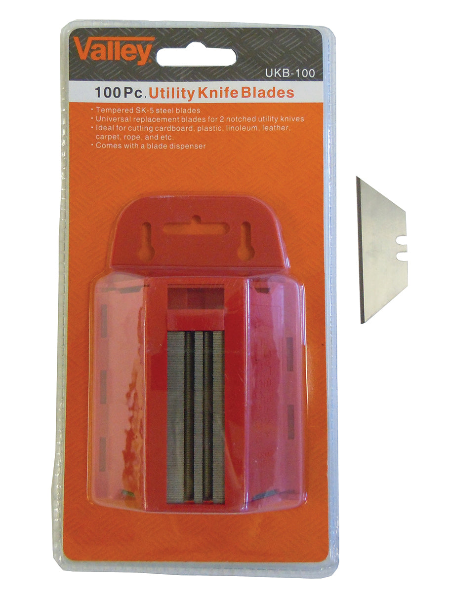 100pc Refill Blades for Utility Knife with Plastic Dispenser