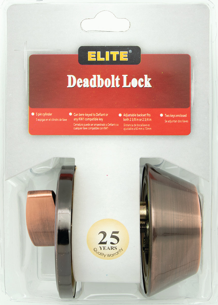 Keyed Entry Deadbolt Lock Antique Copper Finish