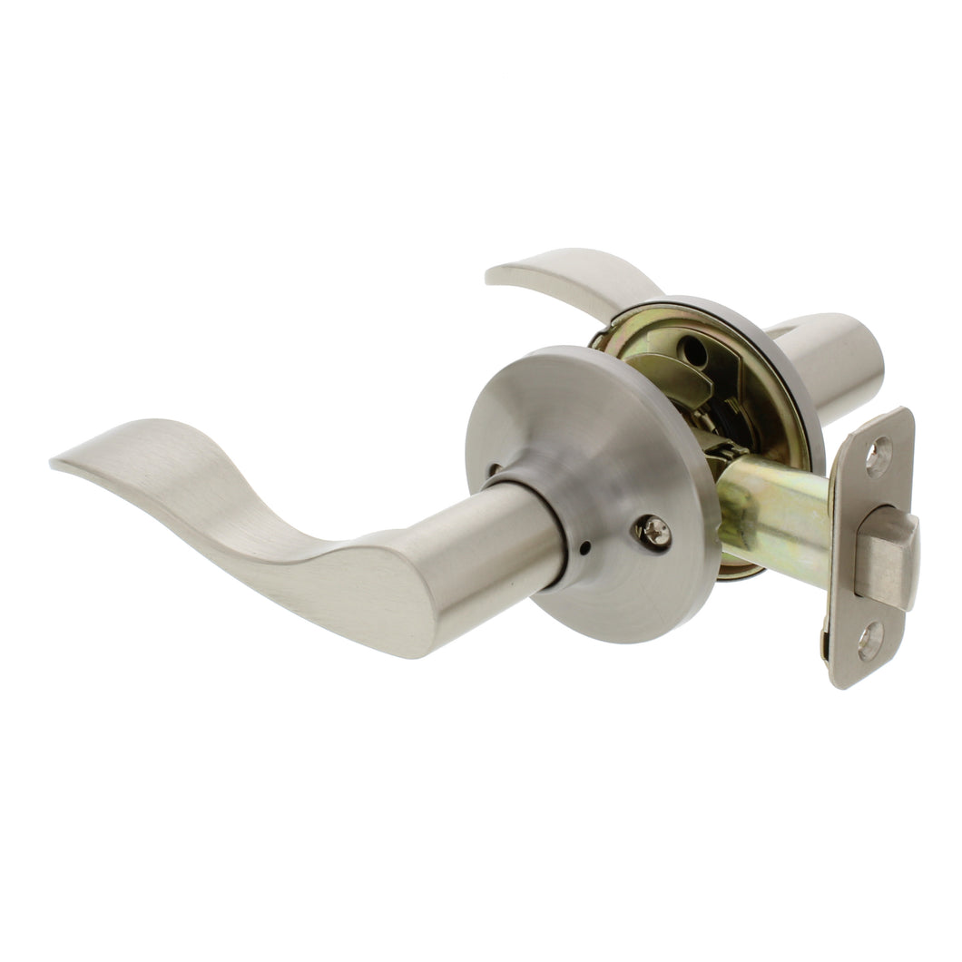 Satin Nickel Passage Door Lock, Wave Style Lever