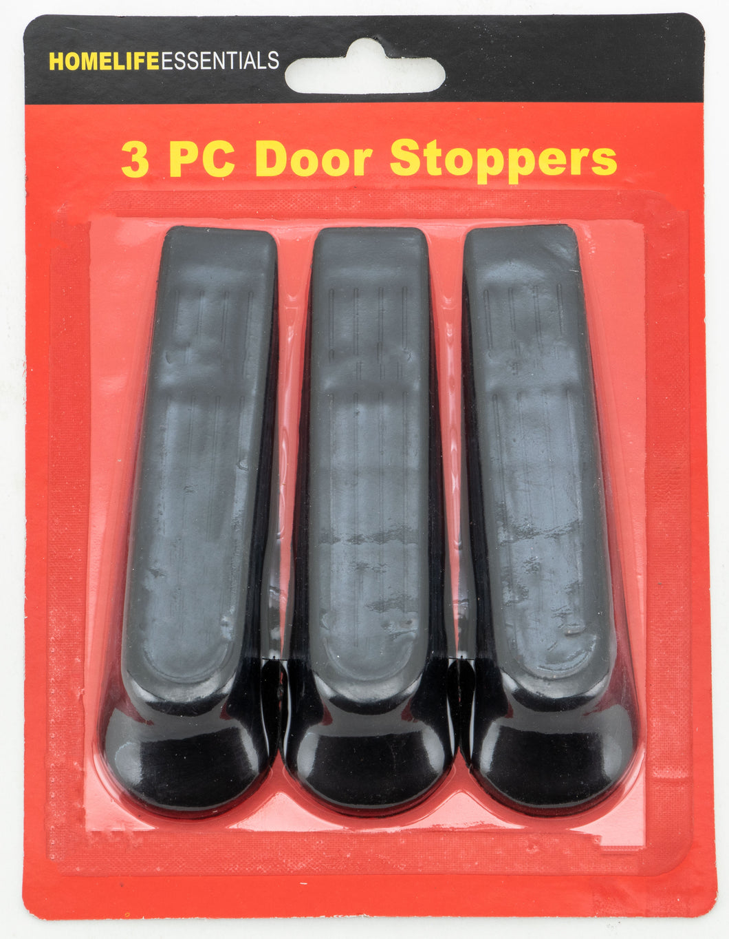 HomeLife Essentials 3pc Door Stoppers, Black Plastic