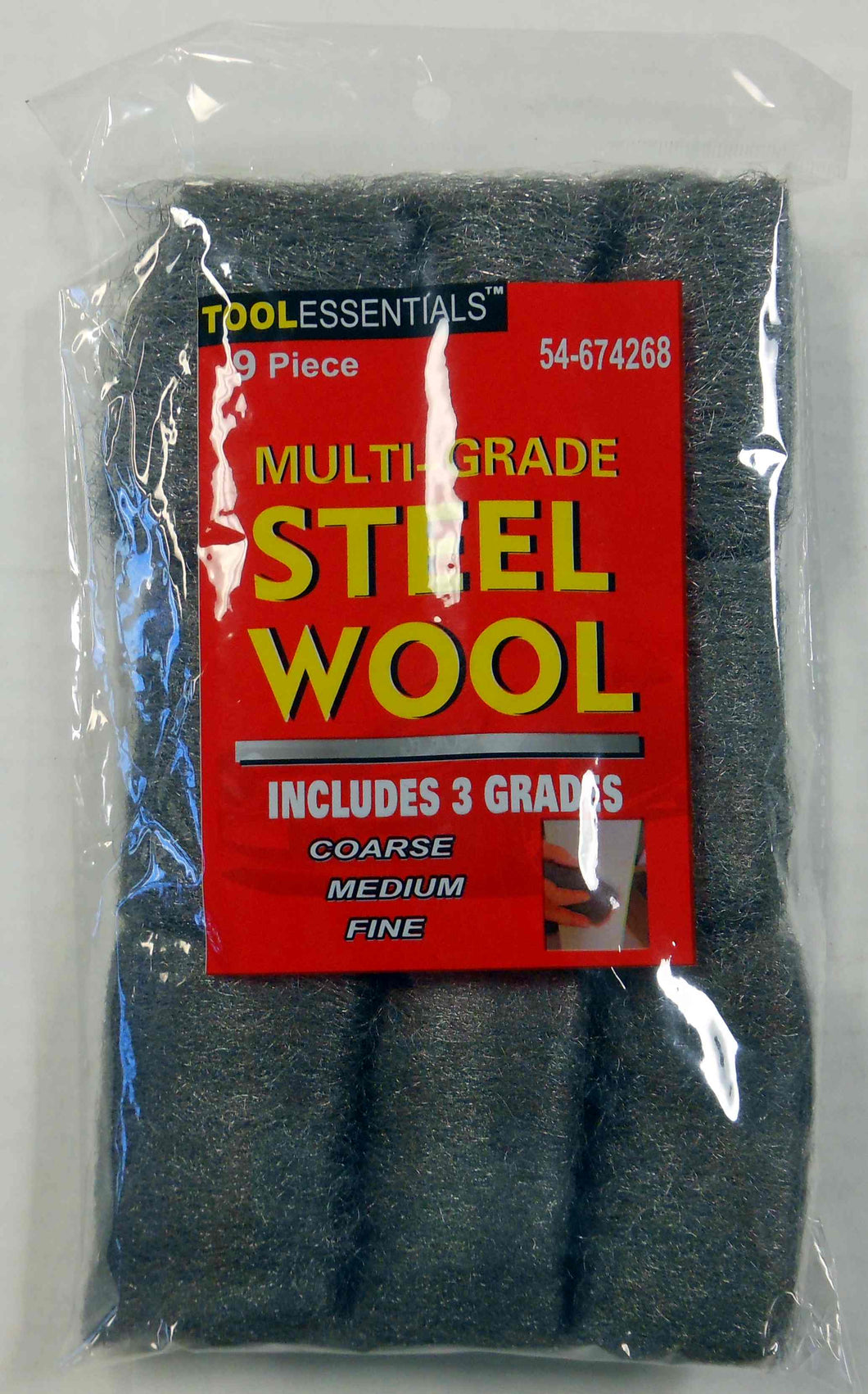 Tool Essentials 9pc Steel Wool 3 Grades Coarse, Medium, Fine