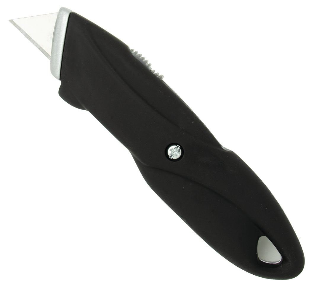 MBS Utility Knife, Retractable and Locking, One Rubber Side for Extra Grip