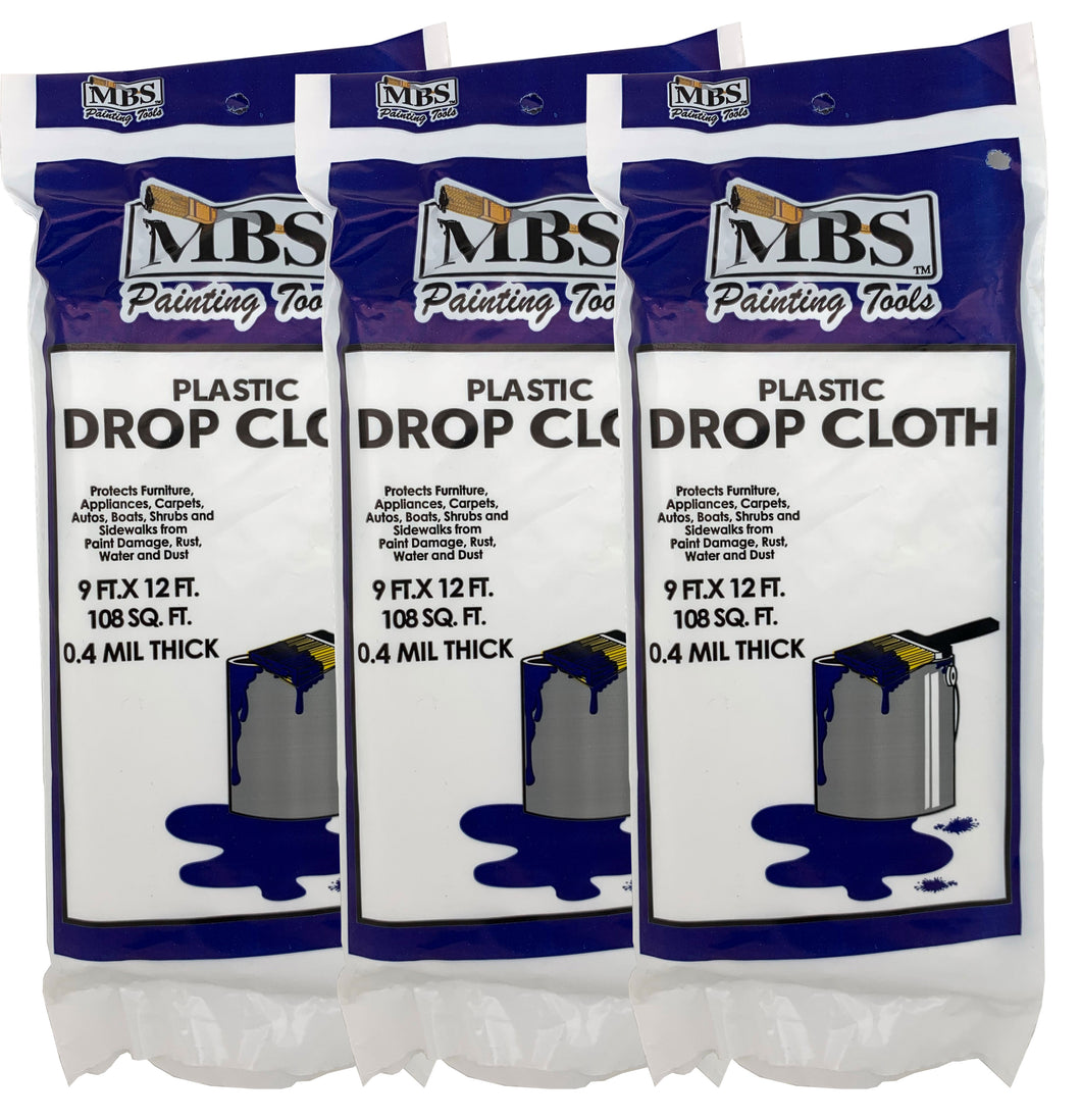 MBS 9' x 12' 0.4mm High Density Plastic Drop Cloth (3 pack)