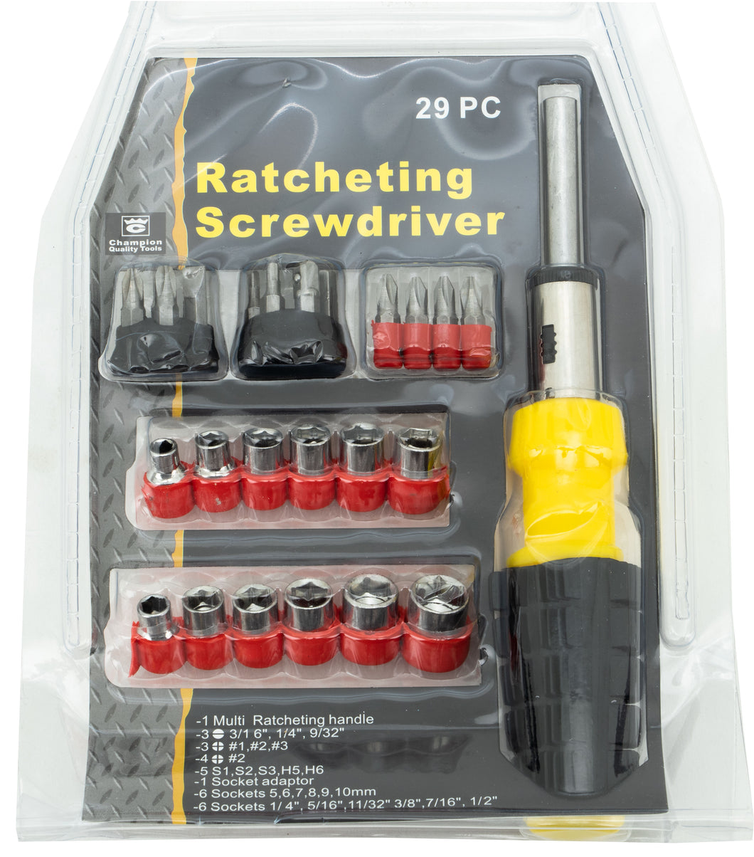 29pc Socket and Screwdriver Set with Ratcheting Handle