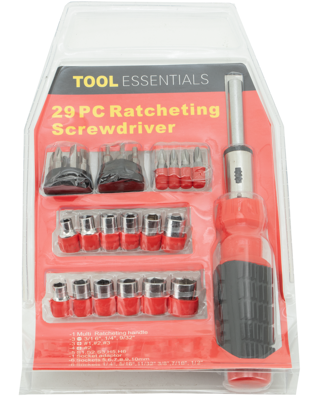 Tool Essentials 29pc Ratcheting Screwdriver Bit and Socket Set